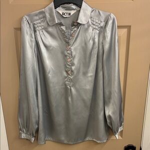 ACT III Silver Satin Blouse